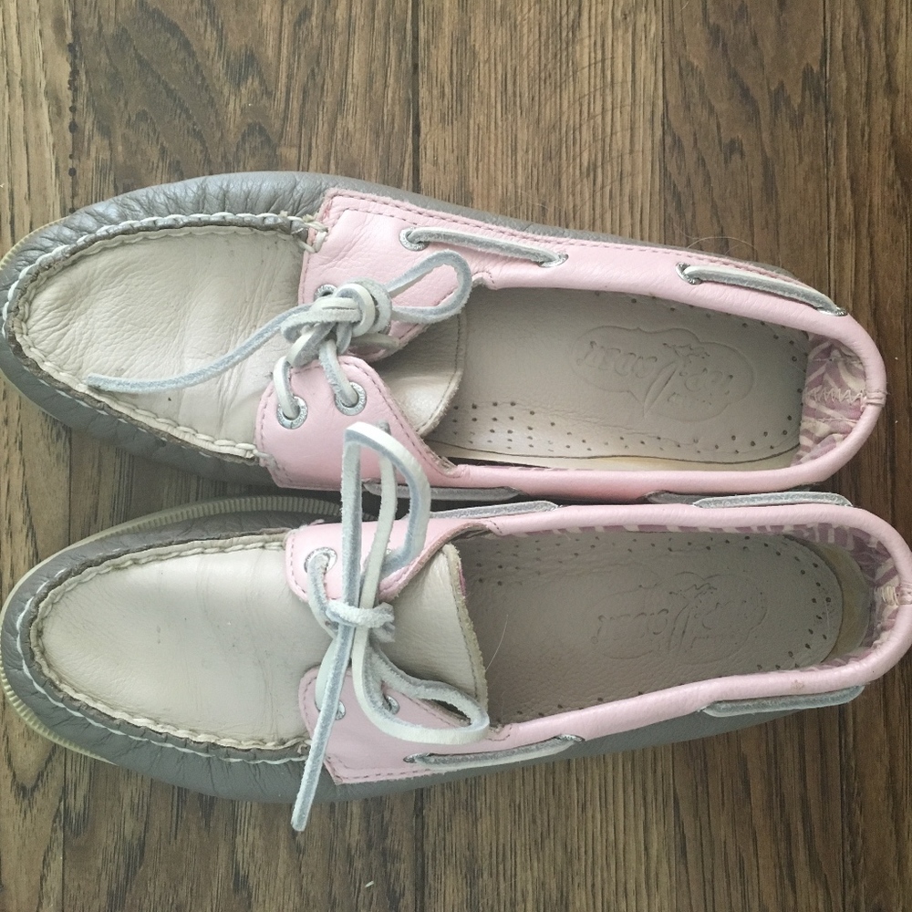 Women's 8M Sperry Top Siders Grey/Cream/Pink